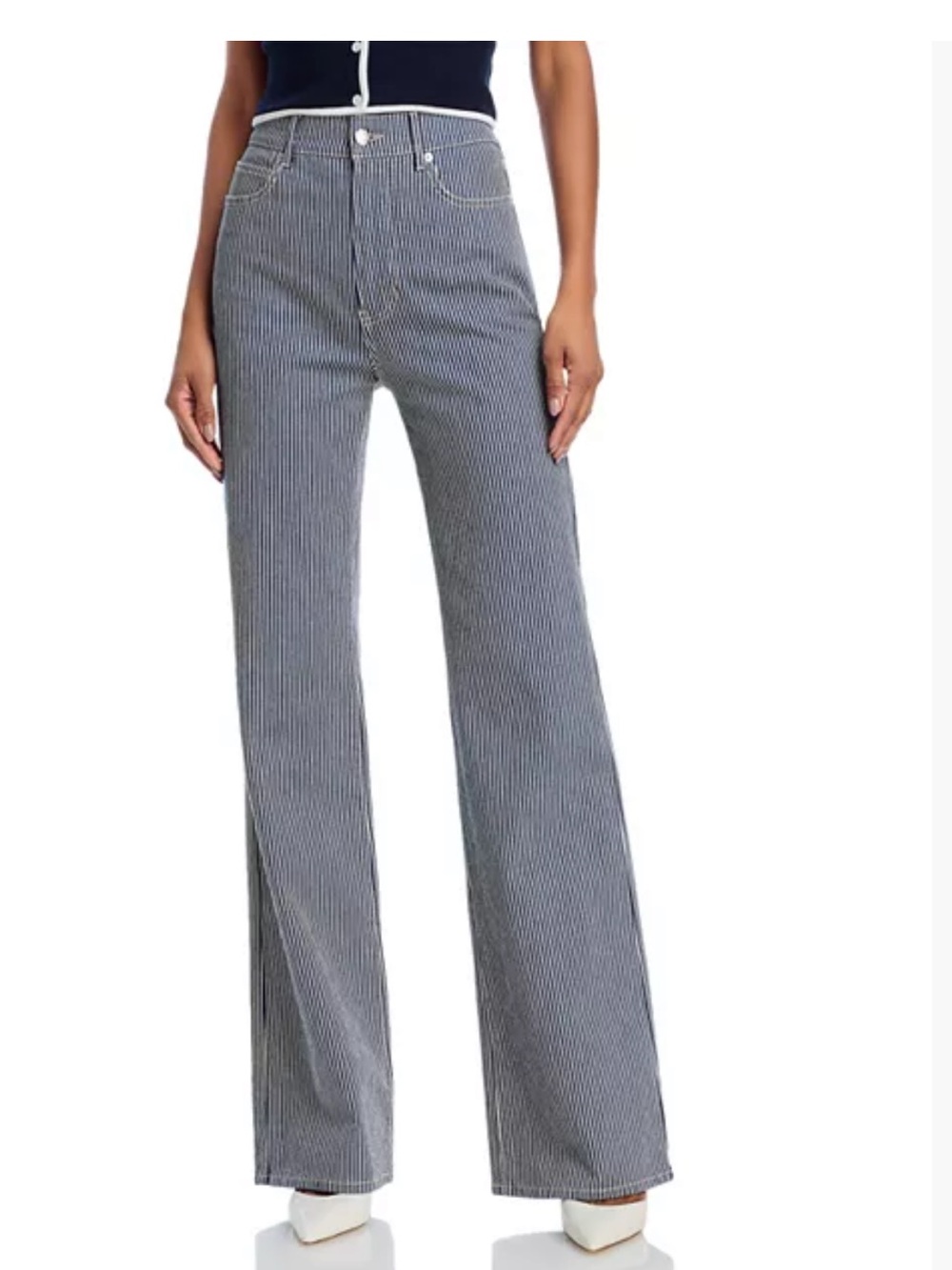Veronica Beard Crosbie Wide Leg Striped Jeans